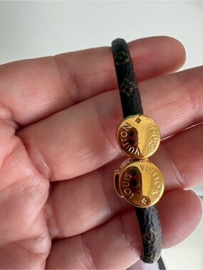 Louis Vuitton Brown Monogram Cord Bracelet with Gold-Tone LV Buttons